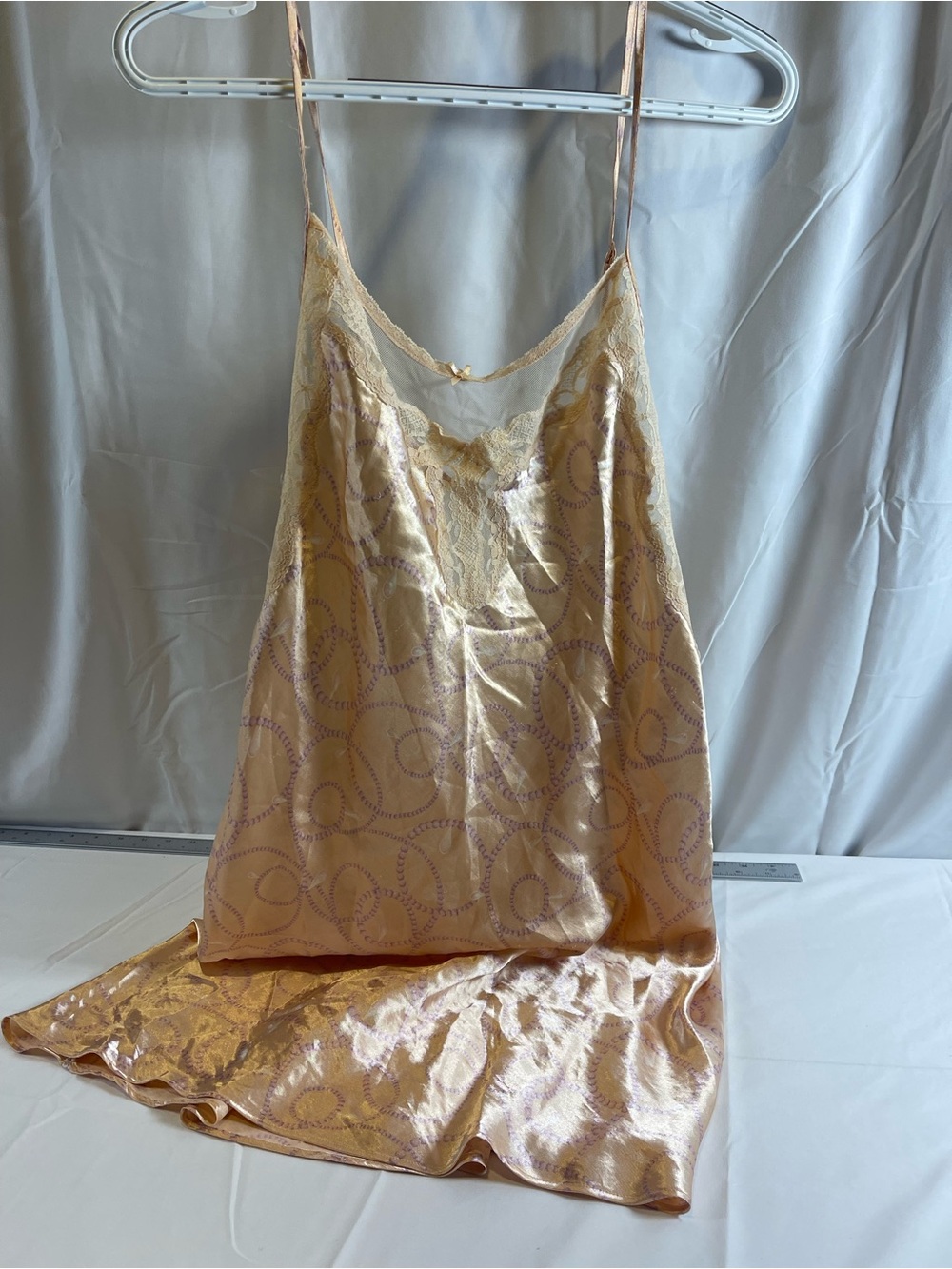 Satin Lace-Trim Slip Chemise in Champagne Pink